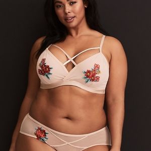 Torrid Mesh Floral Embroidered Bralette